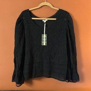 NWT Ultra Pink Womens Round Neck Long Sleeve Blouse size XL